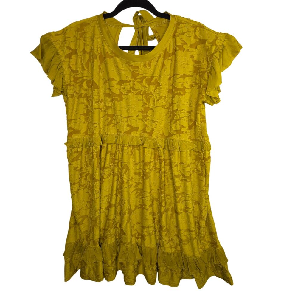 Anthropologie NWT BurnOut Mustard Velvet Sm Babydoll Cute Sexy Dress Fall Cruise